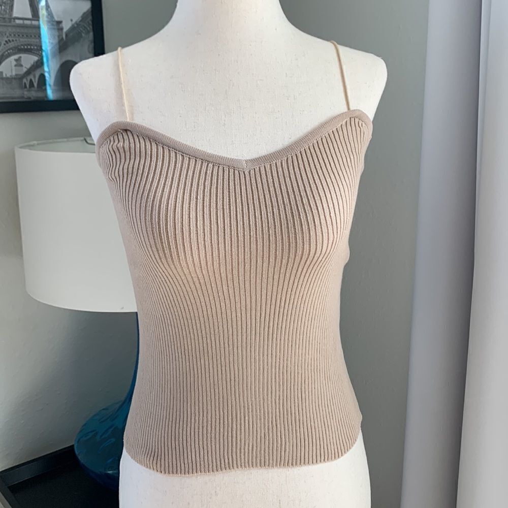 Spaghetti strap cami ribbed knit one size xs/small - Picture 5 of 8